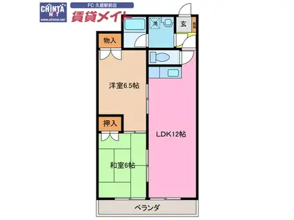 パークビレッジ津(2LDK/2階)の間取り写真