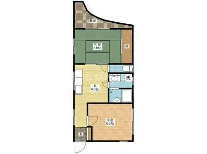 コーポ周(2DK/1階)の間取り写真