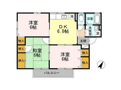 セジュール中相田II(2LDK/2階)の間取り写真