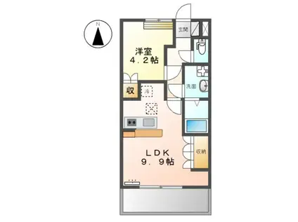 ファインパストラルII(1LDK/1階)の間取り写真