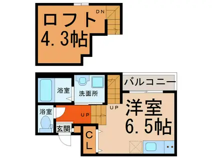STAGE新栄(1K/1階)の間取り写真