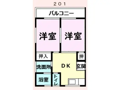 スコレー清名幸谷(2DK/2階)の間取り写真