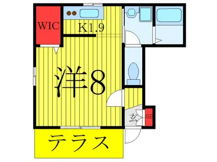 グランデュオI(1K/1階)の間取り写真