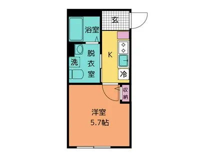 ベイテラス追浜夏島(1K/1階)の間取り写真