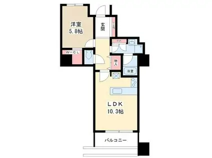 グランタワー小田急相模原(1LDK/5階)の間取り写真