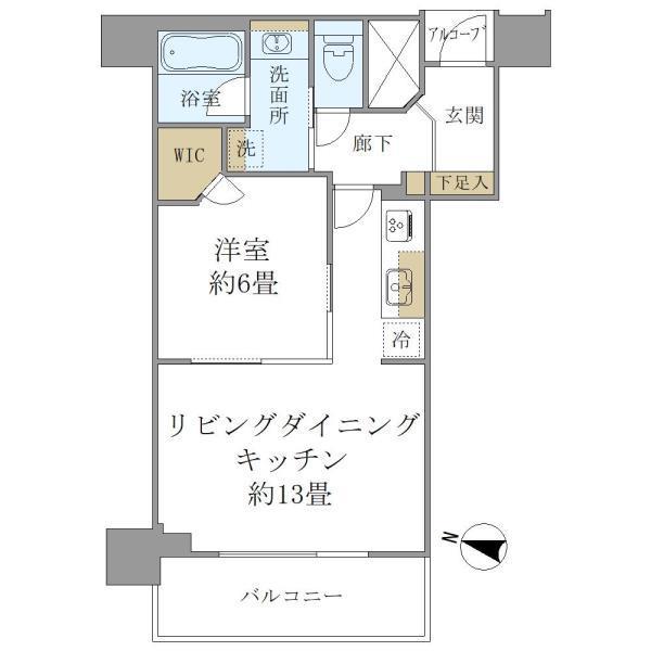大阪ひびきの街 ザ・サンクタスタワー(1LDK/13階)の間取り写真