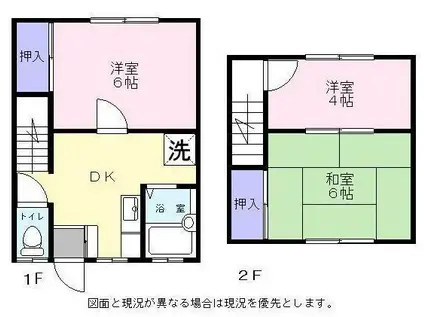 近江鉄道本線 ひこね芹川駅 徒歩21分 2階建 築51年(3DK/1階)の間取り写真