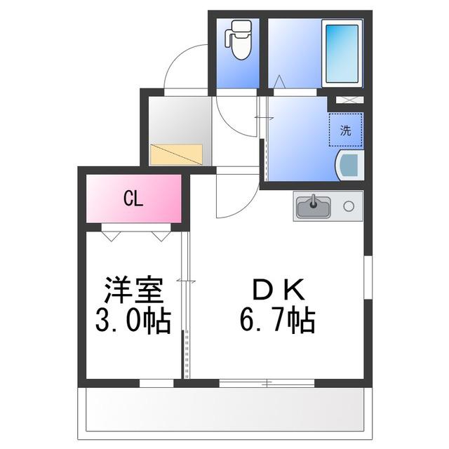 朝の春風とふんわりしっぽ(1DK/3階)の間取り写真