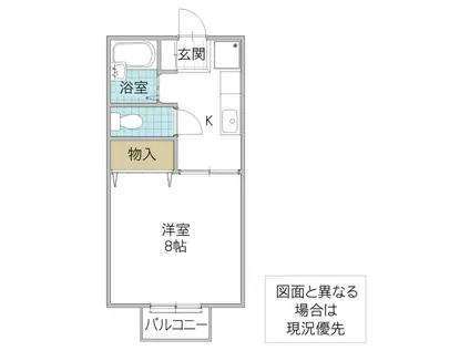 パークヒルズD(1K/1階)の間取り写真