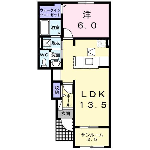サニーレジデンスH(1LDK/1階)の間取り写真