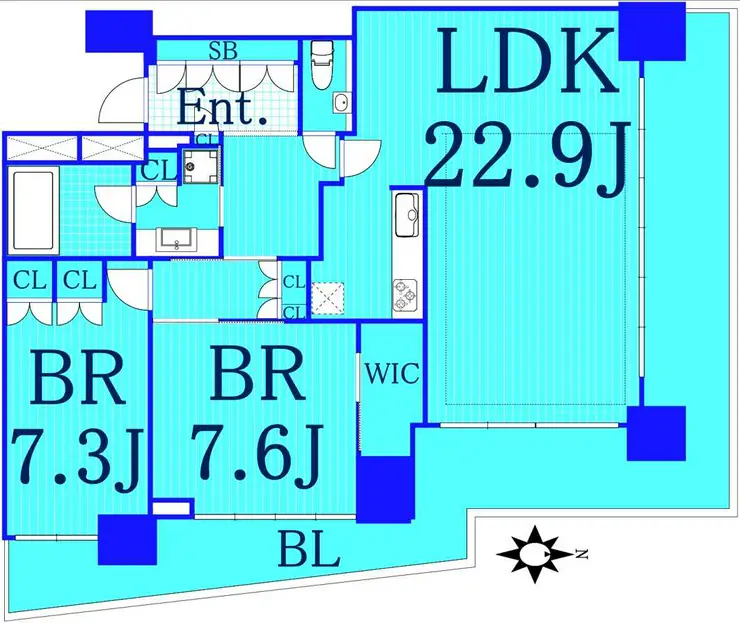 クレッセント川崎タワー 8階階 間取り