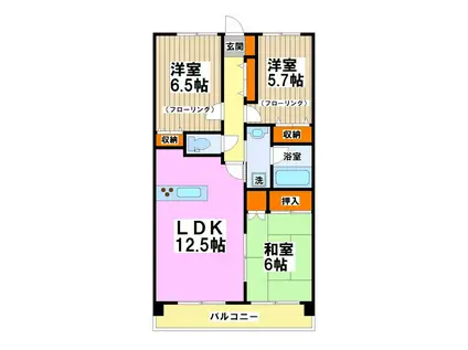 ライフステージ武蔵野(3LDK/1階)の間取り写真