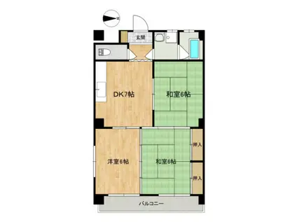 ファーレなかひろ(3DK/3階)の間取り写真