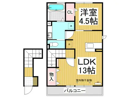 フィガレンス篠山(1LDK/2階)の間取り写真