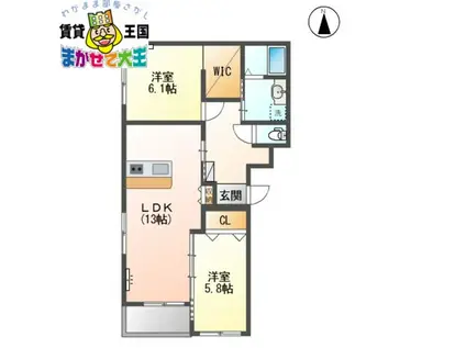 カーサ・グラン赤迫(2LDK/1階)の間取り写真