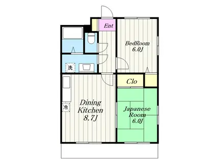 スカイヴィラ綾瀬(2LDK/3階)の間取り写真