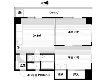 パレスガーデンミラノ(2DK/4階)の間取り写真