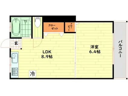 合川マンション(1LDK/4階)の間取り写真
