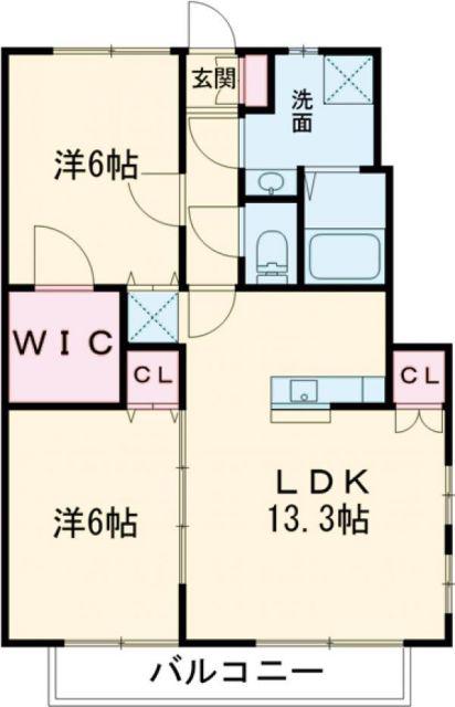 アヴァンセタウンB(2LDK/1階)の間取り写真