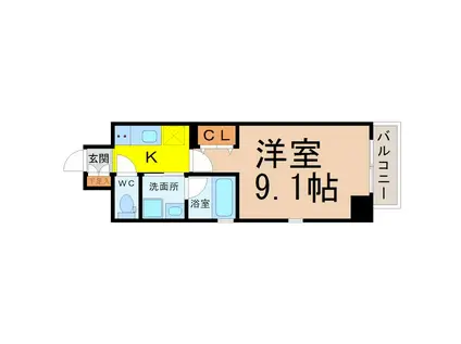 LUMINOUS千種(1K/2階)の間取り写真