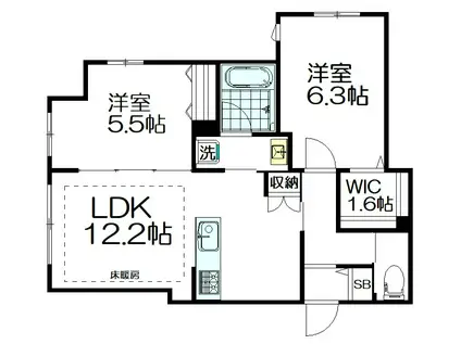 高円寺Kレジデンス(2LDK/1階)の間取り写真