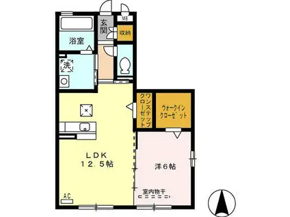 グランコート(1LDK/1階)の間取り写真