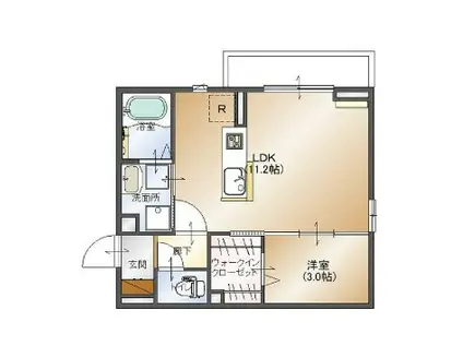 ラルジュII(1LDK/2階)の間取り写真