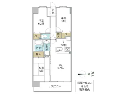 ベルヴィラ牛久(3LDK/7階)の間取り写真