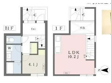 VENN(1LDK/B1階)の間取り写真