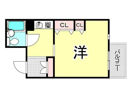 ラフェブランシュ岡本(1K/2階)の間取り写真