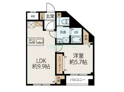 コネクトパークヒルズ本郷町(1LDK/3階)の間取り写真