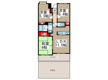 パークシティガーデン(3LDK/1階)の間取り写真