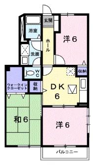 ペイサージュII(3DK/1階)の間取り写真