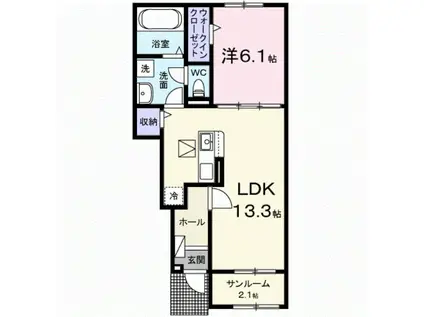 ホップV A(1LDK/1階)の間取り写真