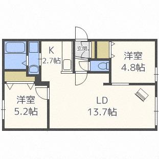 SOLAIE N36(2LDK/2階)の間取り写真