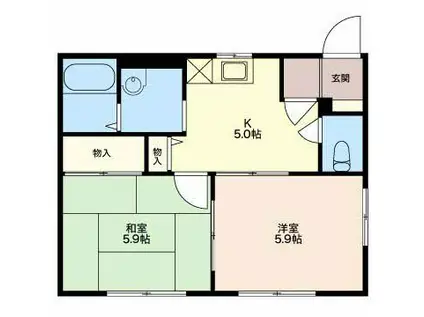 ディアス・松美(2K/1階)の間取り写真