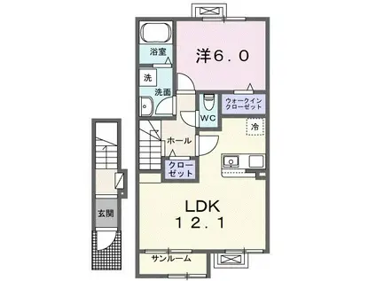 ヴィラ ルーチェ A(1LDK/2階)の間取り写真