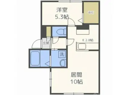 札幌市電 西線１４条駅 徒歩8分 4階建 築7年(1LDK/1階)の間取り写真
