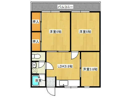 葵アパート(3DK/1階)の間取り写真