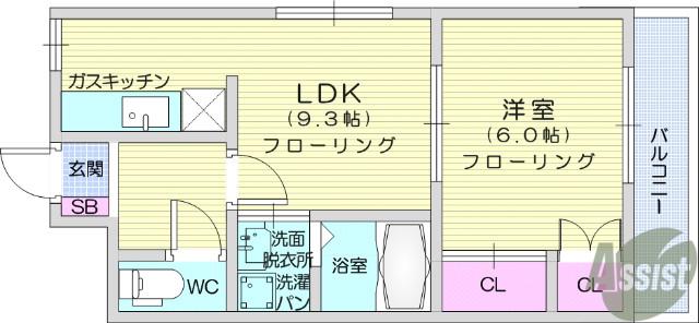 サニープレイスⅢ(1LDK/1階)の間取り写真