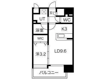 ヴィラージュ県庁前I(1LDK/10階)の間取り写真