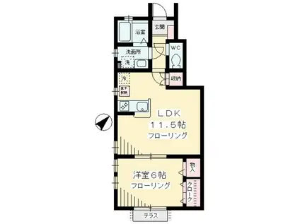 ビオトープ桜丘 C(1LDK/1階)の間取り写真
