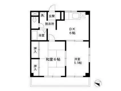 エステートピア山崎B(2DK/2階)の間取り写真