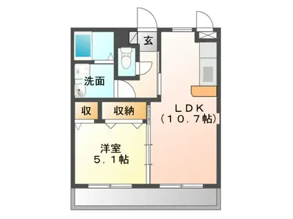 リベルテ(1LDK/2階)の間取り写真