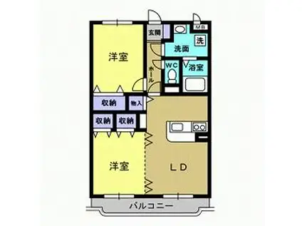 アイランドA(2LDK/2階)の間取り写真