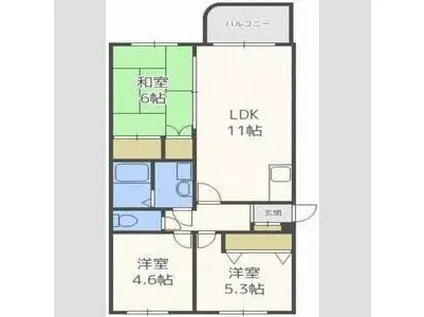 シャトー富士(3LDK/3階)の間取り写真