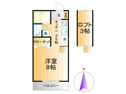 アルデートハイツB(1K/1階)の間取り写真