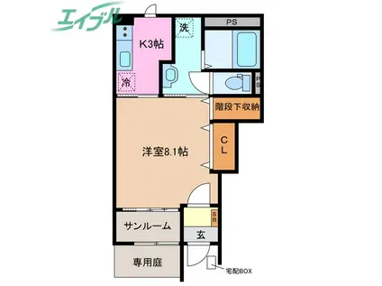 四日市市赤堀アパート(1K/1階)の間取り写真