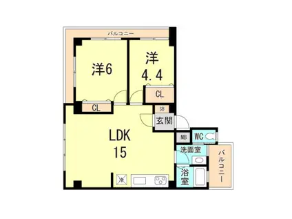 湊川Hビル(2LDK/2階)の間取り写真