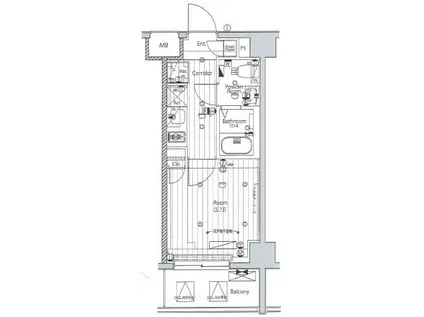 メイクス武蔵小杉II(1K/1階)の間取り写真